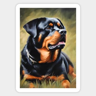 Rottweiler Dog Oil Painting Sticker